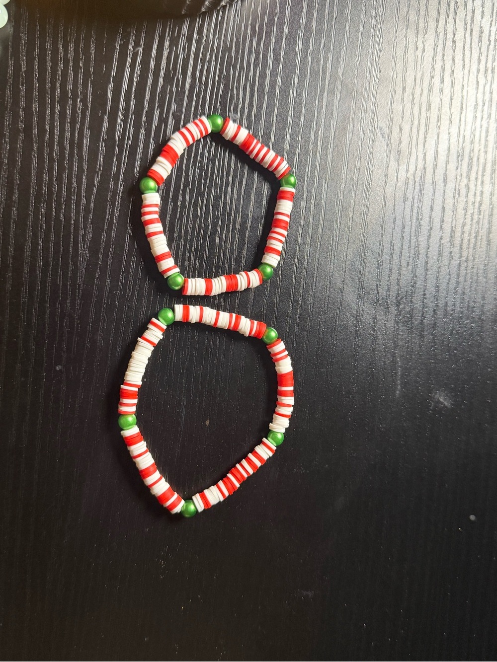 Christmas Beaded Stretch Bracelet Set - Red, White & Green